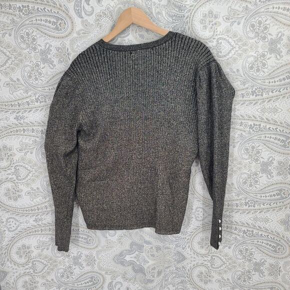 Daniel Rainn fitted Lurex Metallic gold detail black sweater size XXL Office - Picture 5 of 9